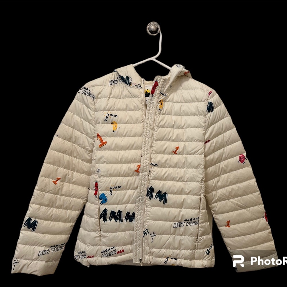 Brand New, never worn, Winter light weight woman hooded jacket, white, size S.